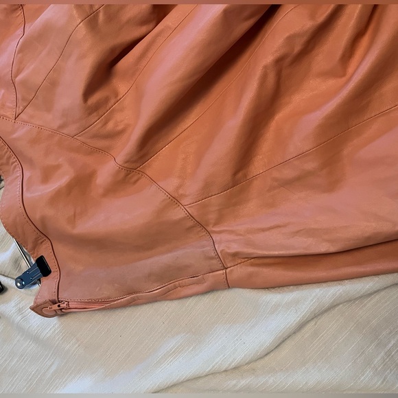 Vintage leather 3/4 circle skirt full peach 80s COMINT Made in Argentina - Picture 4 of 9